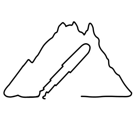 One-S-Jes logo of a pen inside a mountain 